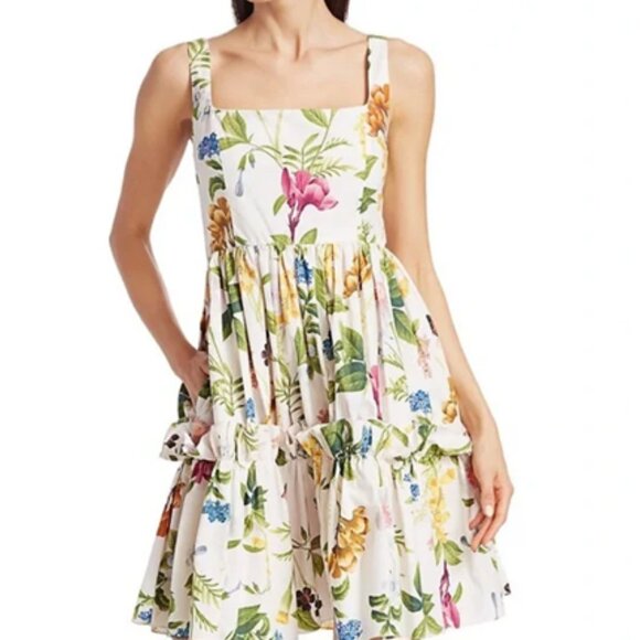 Cara Cara Sasha Floral Apron Flare Dress In Hudson Ivory 4 - Picture 2 of 12